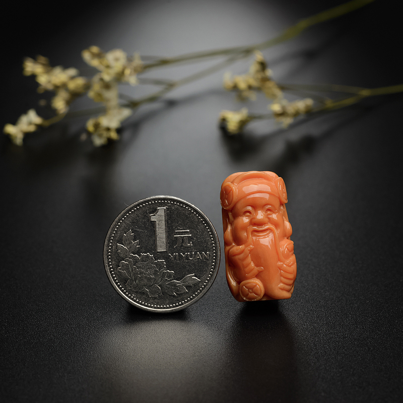 红珊瑚财神吊坠-红掌柜