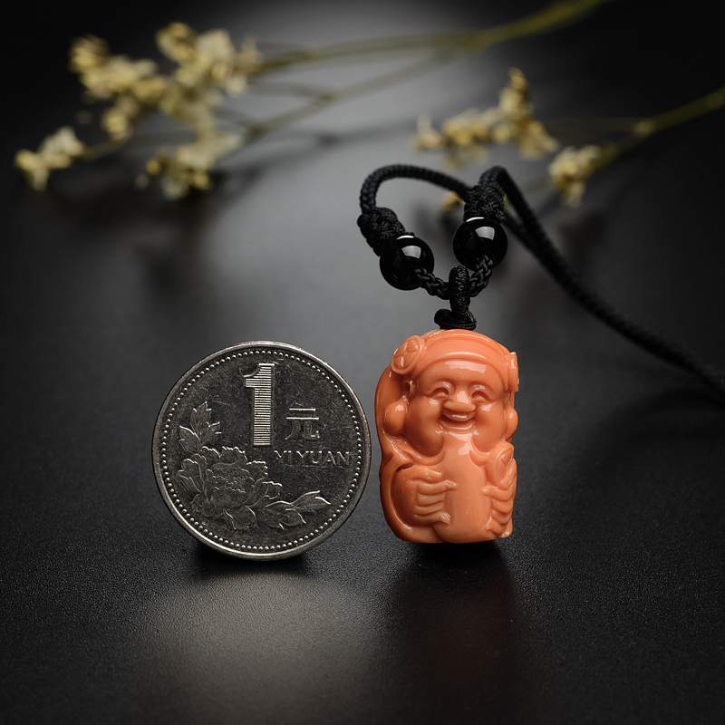 红珊瑚财神吊坠-红掌柜