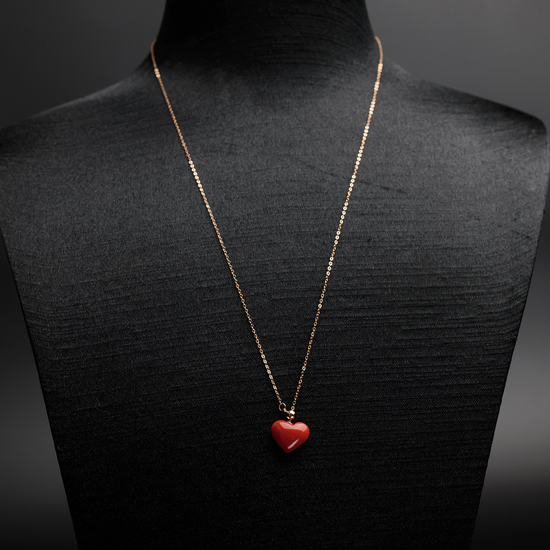 18K金镶日本天然阿卡红珊瑚项链-红掌柜