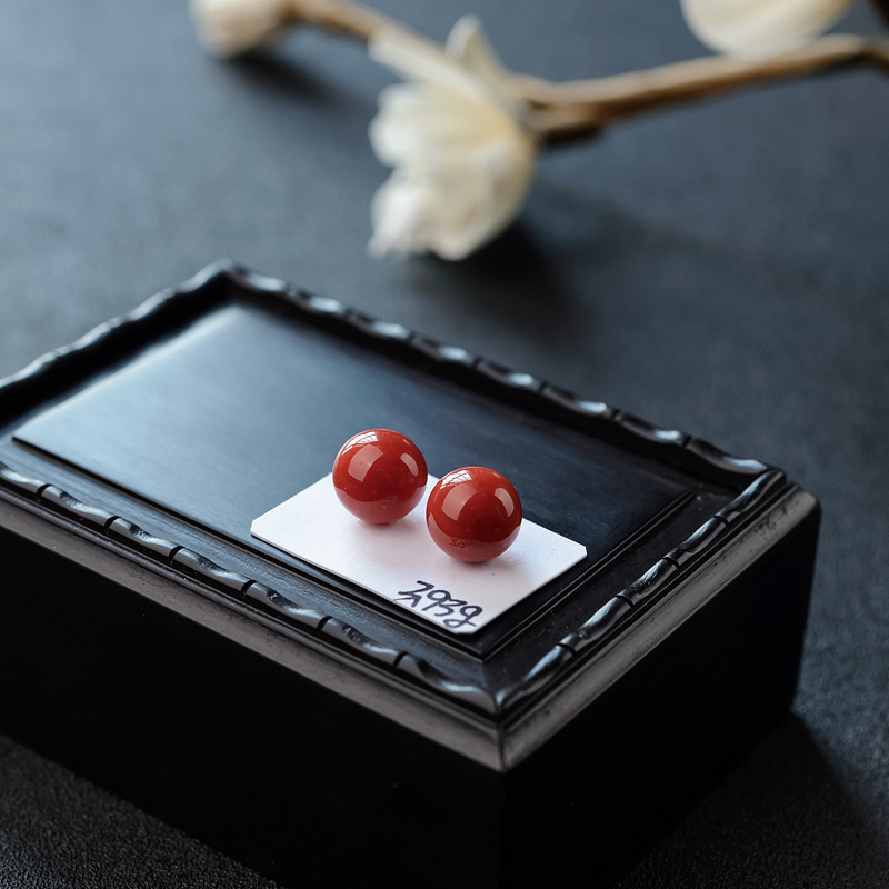 意大利天然沙丁珊瑚圆珠-红掌柜