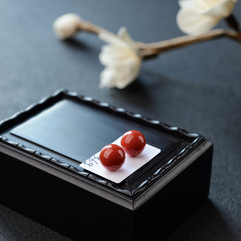 10.5mm天然沙丁珊瑚圆珠-红掌柜