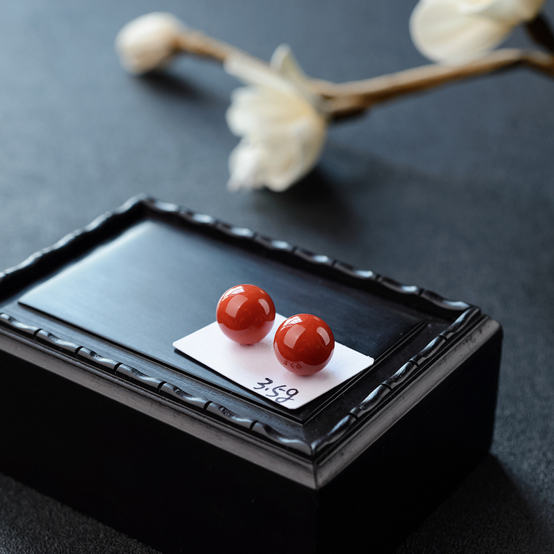 意大利天然沙丁珊瑚圆珠-红掌柜