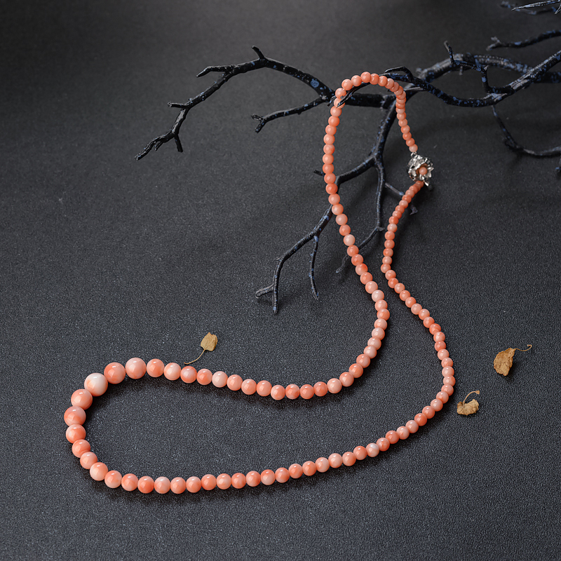 台湾天然misu粉红珊瑚塔链-红掌柜