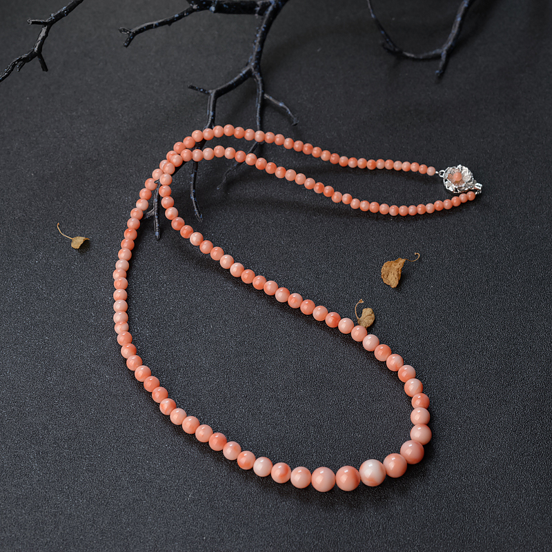 天然misu粉红珊瑚塔链-红掌柜