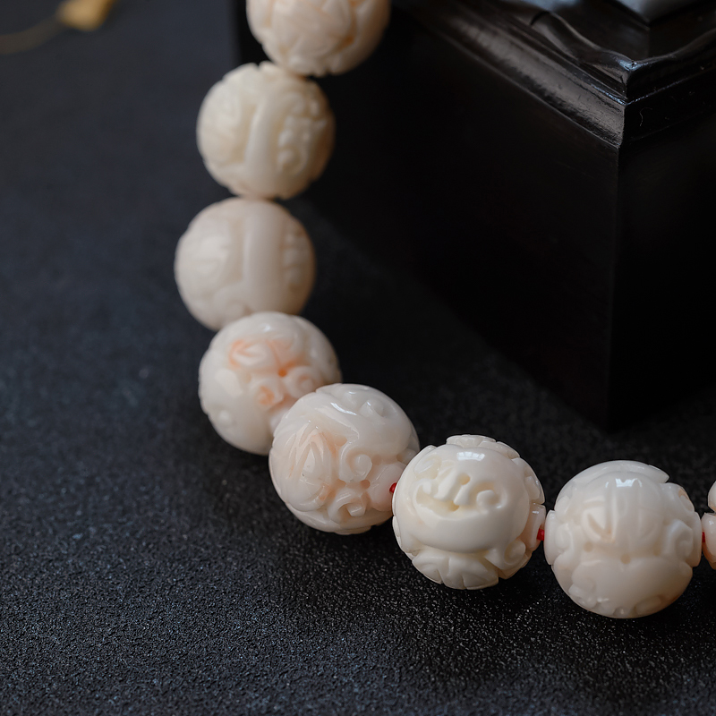 台湾天然misu白色珊瑚手串-红掌柜