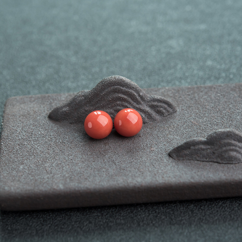 意大利天然沙丁橘红珊瑚圆珠-红掌柜