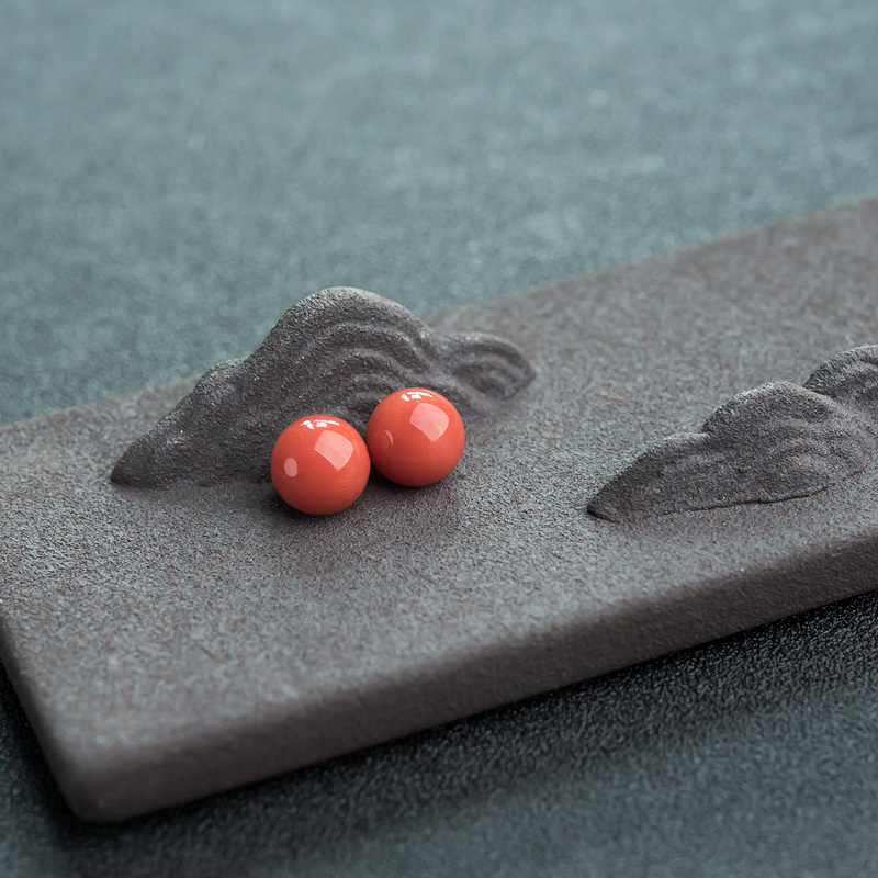 天然沙丁橘红珊瑚圆珠-红掌柜