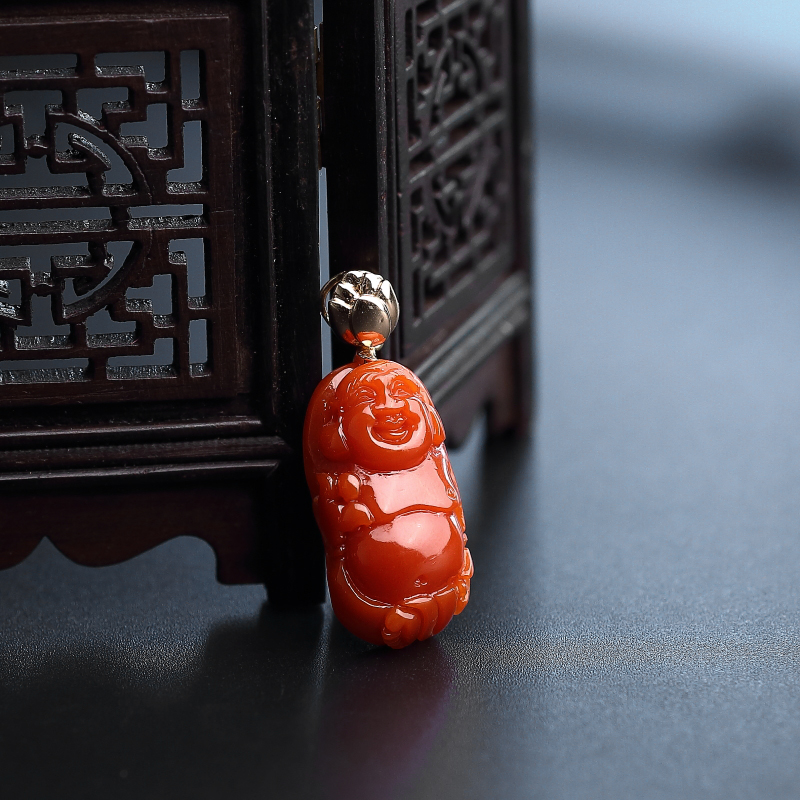 阿卡红珊瑚吊坠-红掌柜