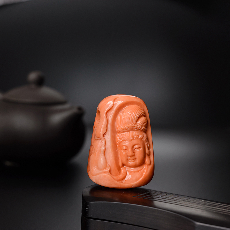 MOMO红珊瑚观音吊坠-红掌柜