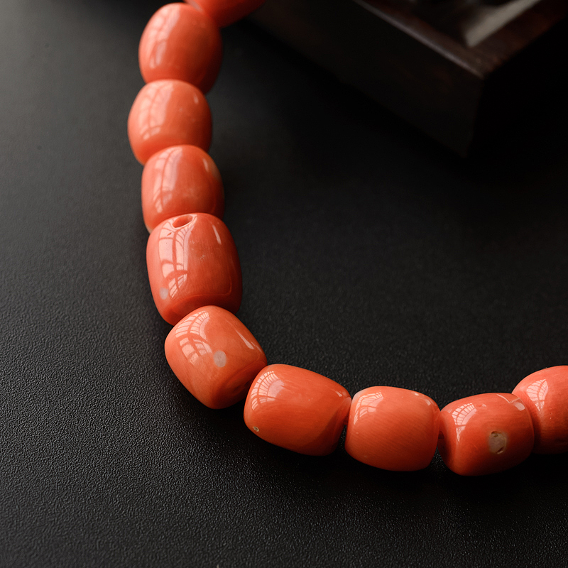 MOMO红珊瑚桶珠手串-红掌柜