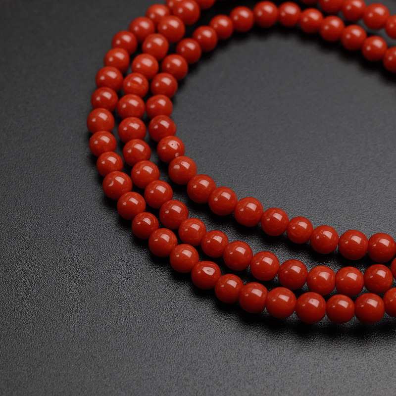 4mm意大利沙丁红珊瑚佛珠项链-红掌柜