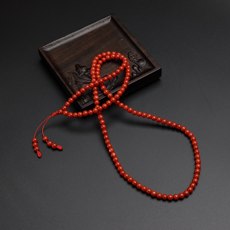 4mm意大利天然红珊瑚佛珠项链-红掌柜