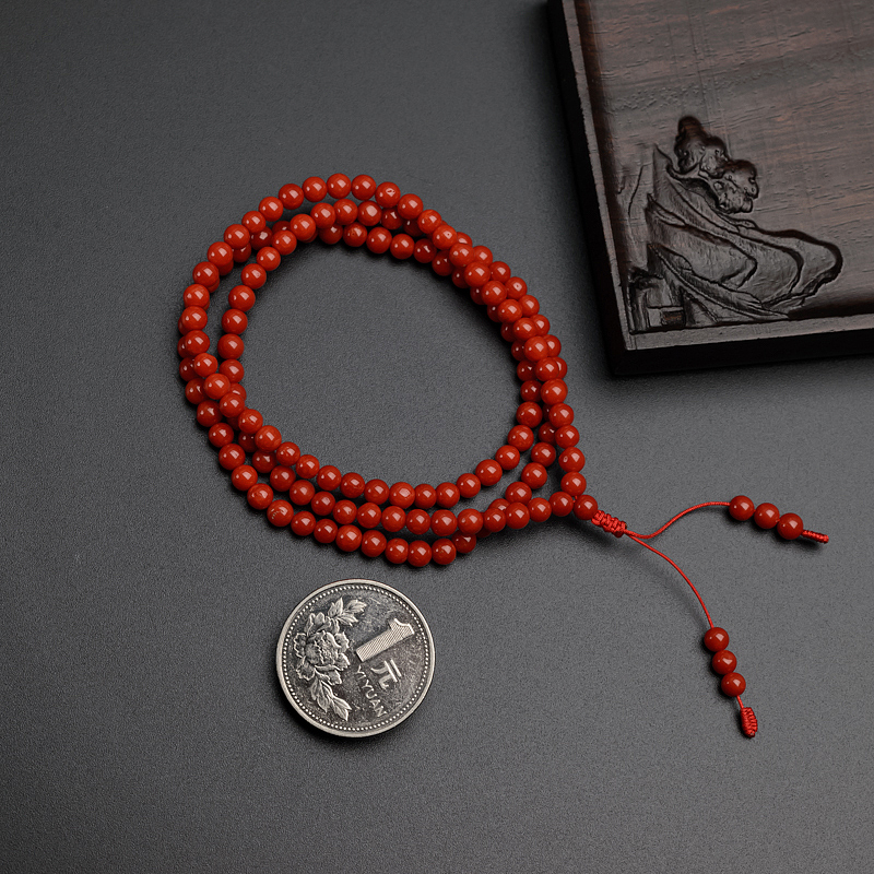 沙丁红珊瑚佛珠项链-红掌柜