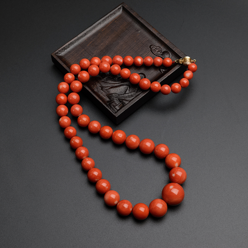 意大利天然红珊瑚塔链-红掌柜