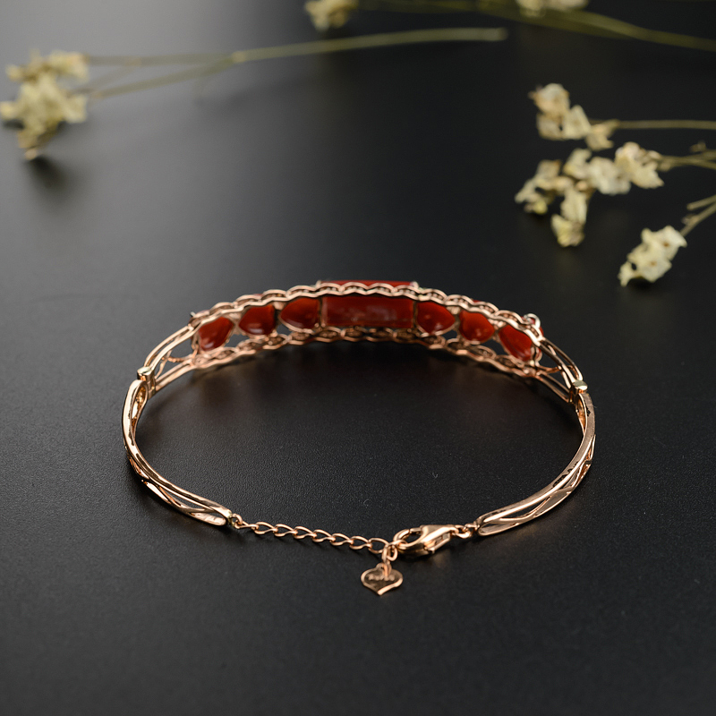 18K金镶日本阿卡珊瑚手镯-红掌柜