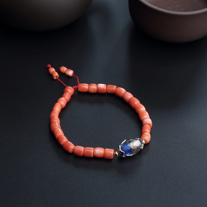 MOMO珊瑚桶珠手串-红掌柜