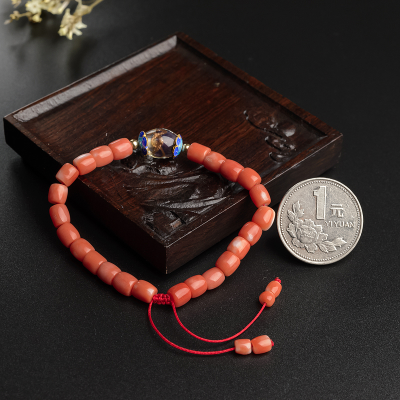天然珊瑚桶珠手串-红掌柜