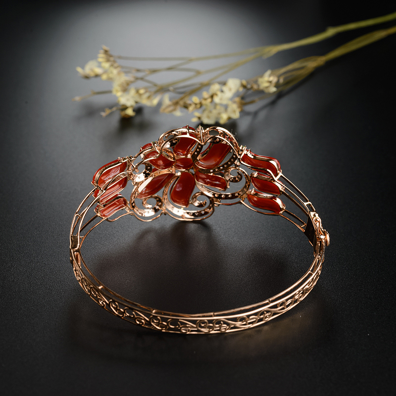 天然阿卡珊瑚手镯 - 红掌柜