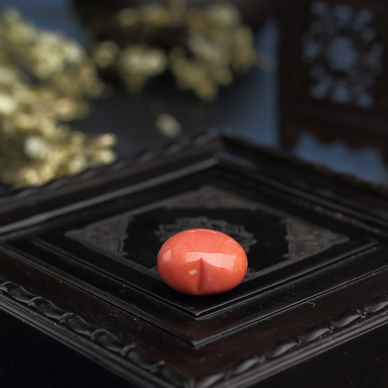 台湾珊瑚心形戒面 - 红掌柜