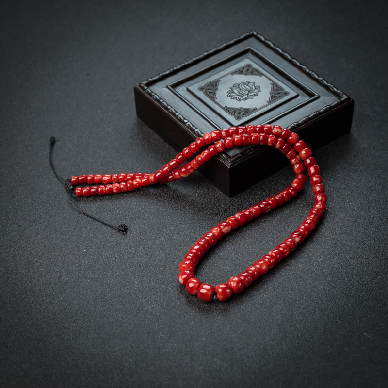 天然阿卡红珊瑚鼓珠项链 - 红掌柜