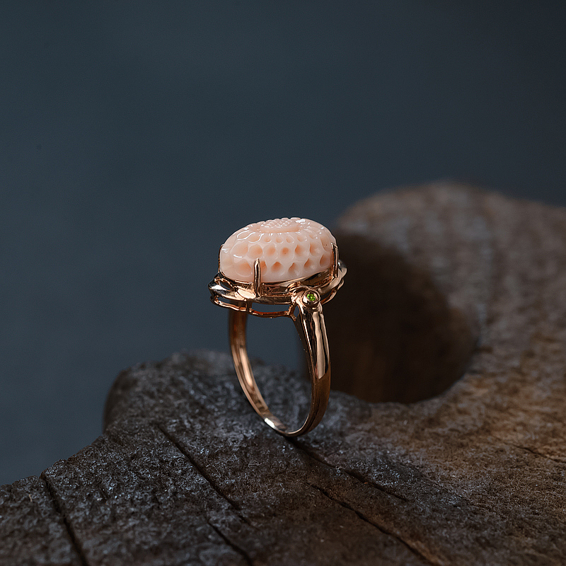 台湾MISU粉色珊瑚花戒指 - 红掌柜