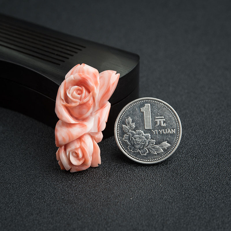 台湾珊瑚玫瑰花吊坠-红掌柜