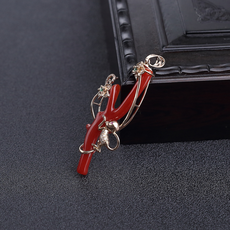 日本天然阿卡正红珊瑚吊坠-红掌柜