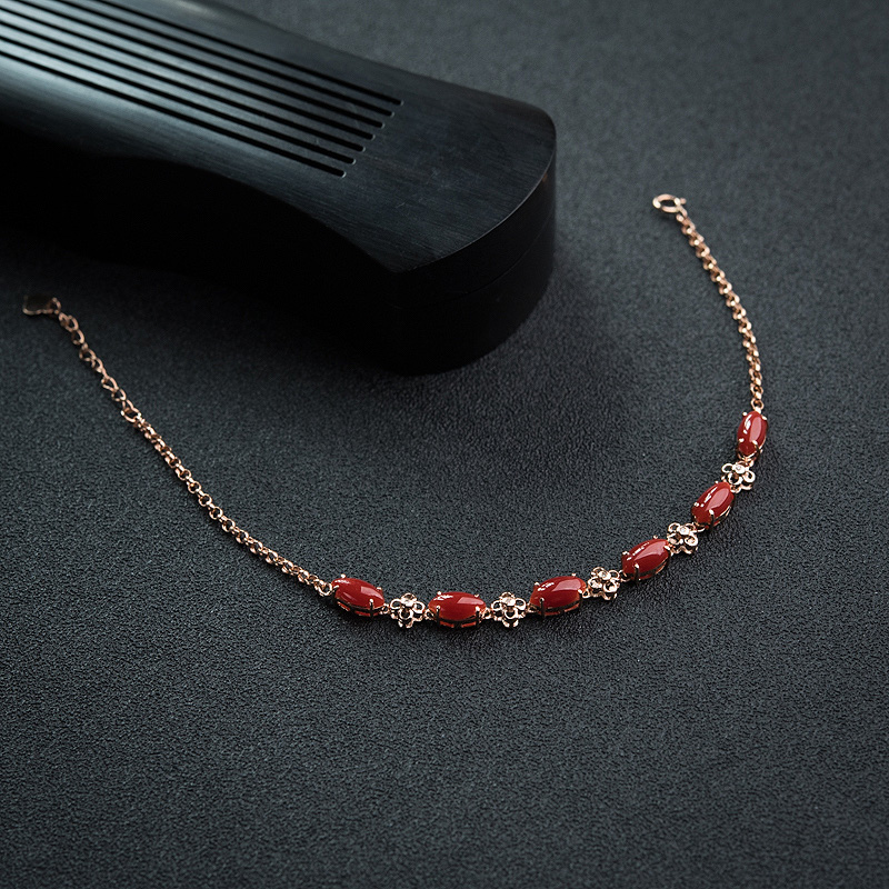 日本天然阿卡正红珊瑚手链-红掌柜