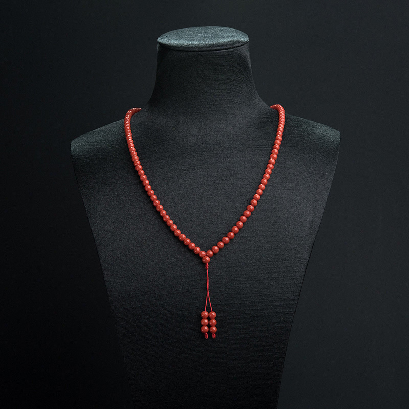 4.5mm沙丁朱红珊瑚108佛珠-红掌柜