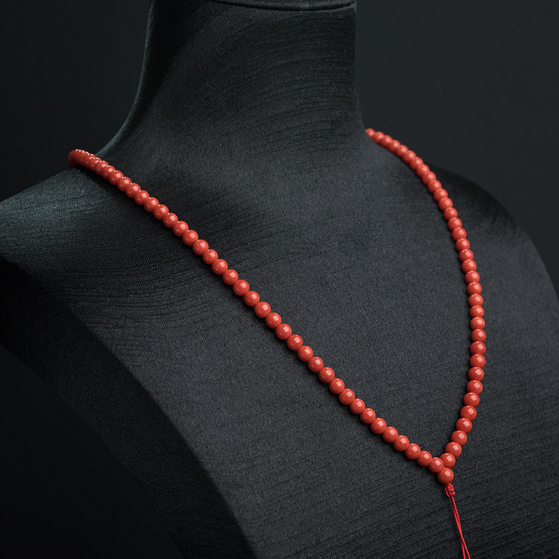 意大利沙丁朱红珊瑚108佛珠-红掌柜