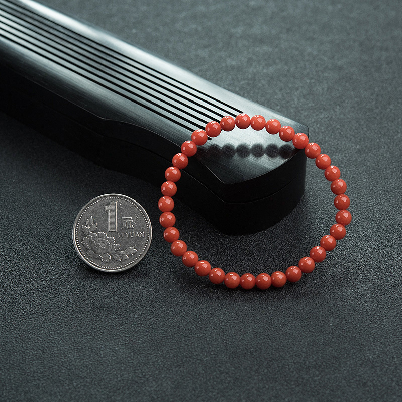 5mm沙丁橘红珊瑚单圈手串-红掌柜