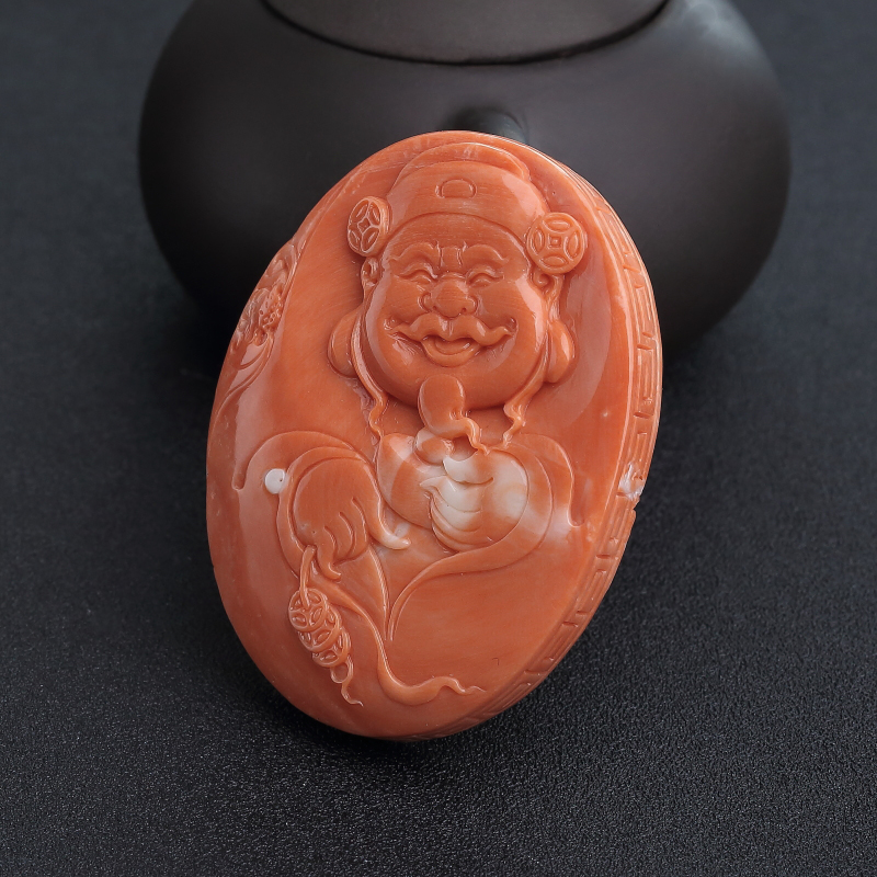 MOMO橘色珊瑚吊坠-红掌柜