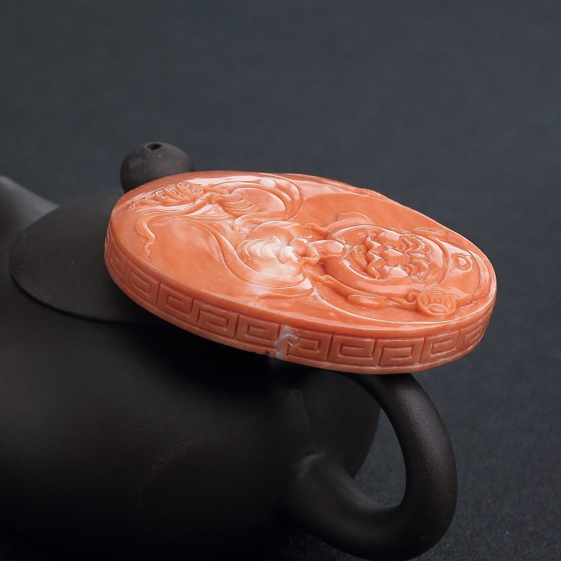 台湾天然MOMO橘色珊瑚-红掌柜