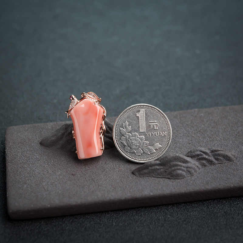 中途岛深水粉色珊瑚吊坠-红掌柜