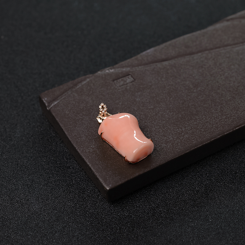 18K金镶钻MISU珊瑚吊坠-红掌柜