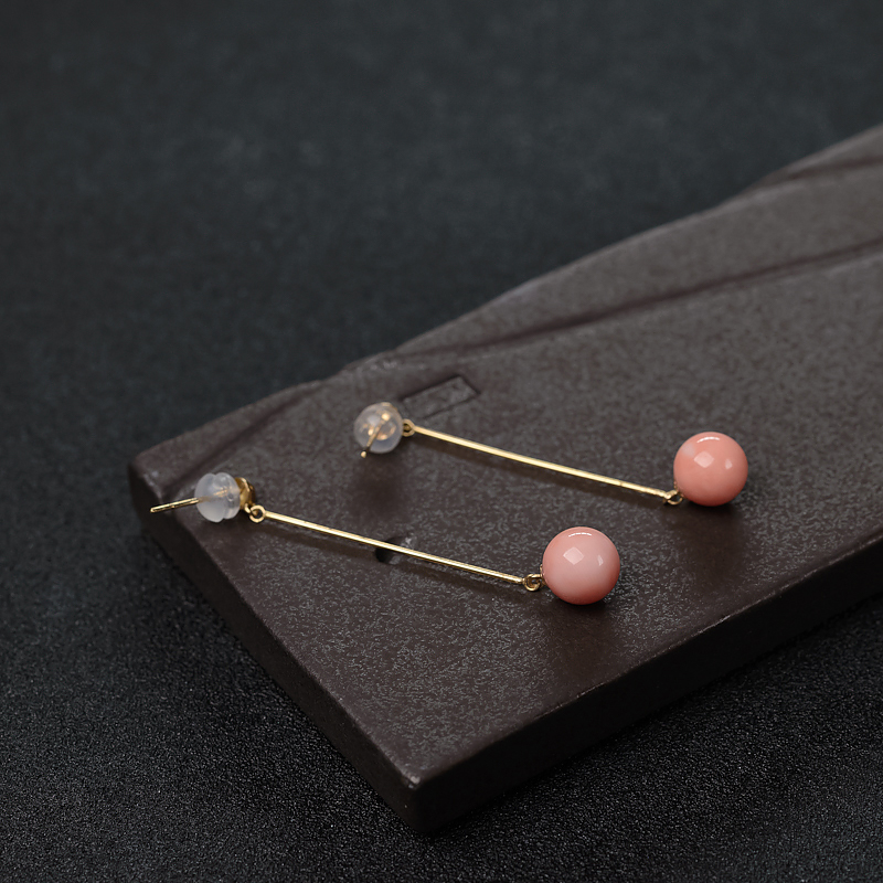 MISU粉红珊瑚耳坠-红掌柜