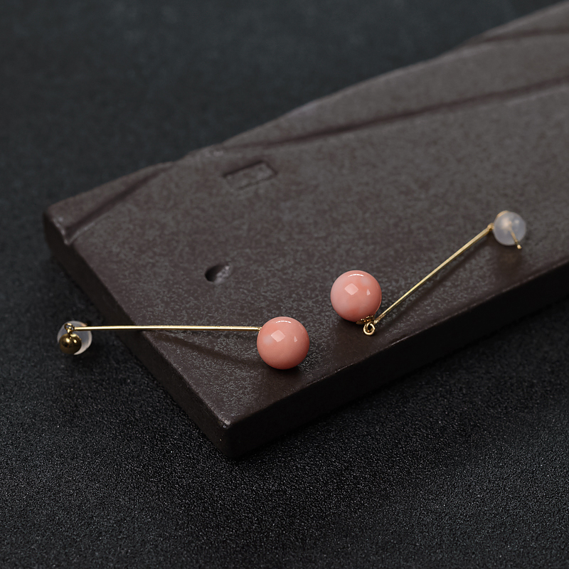 18K金镶MISU珊瑚耳坠-红掌柜