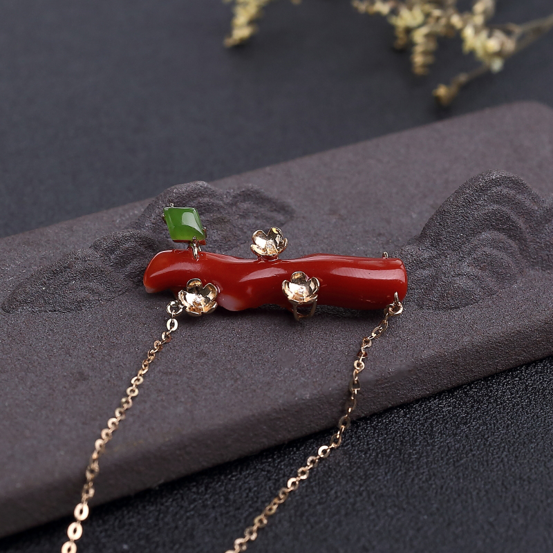 阿卡正红珊瑚锁骨链-红掌柜