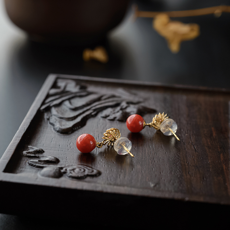 红珊瑚耳钉-红掌柜