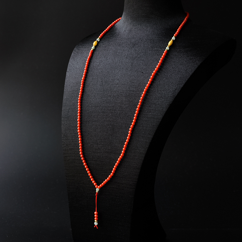意大利3.5mm沙丁红珊瑚圆珠项链 - 红掌柜