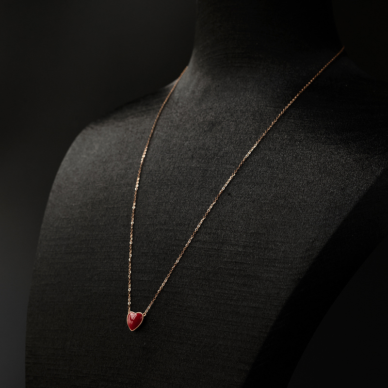 金镶日本天然阿卡珊瑚吊坠锁骨链-红掌柜