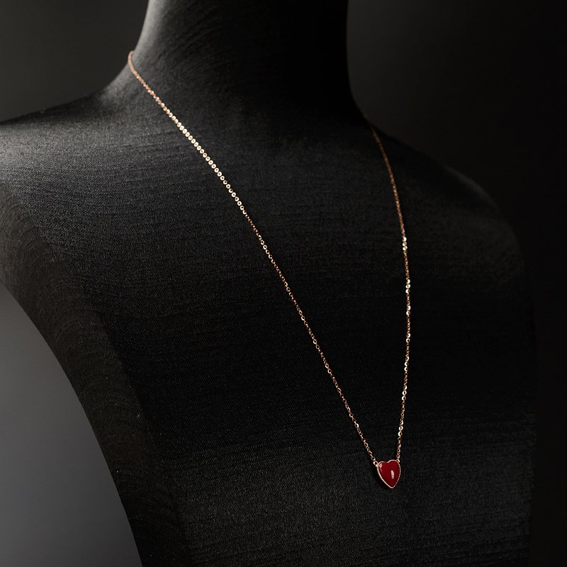 日本天然阿卡珊瑚吊坠锁骨链-红掌柜