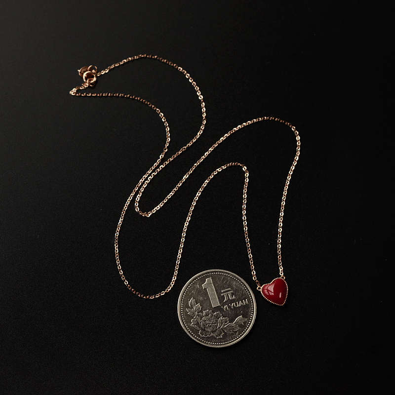 18K金镶日本天然阿卡珊瑚锁骨链-红掌柜