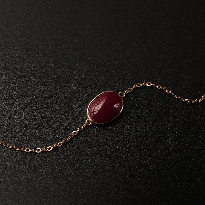 18K金镶日本天然阿卡珊瑚手链-红掌柜