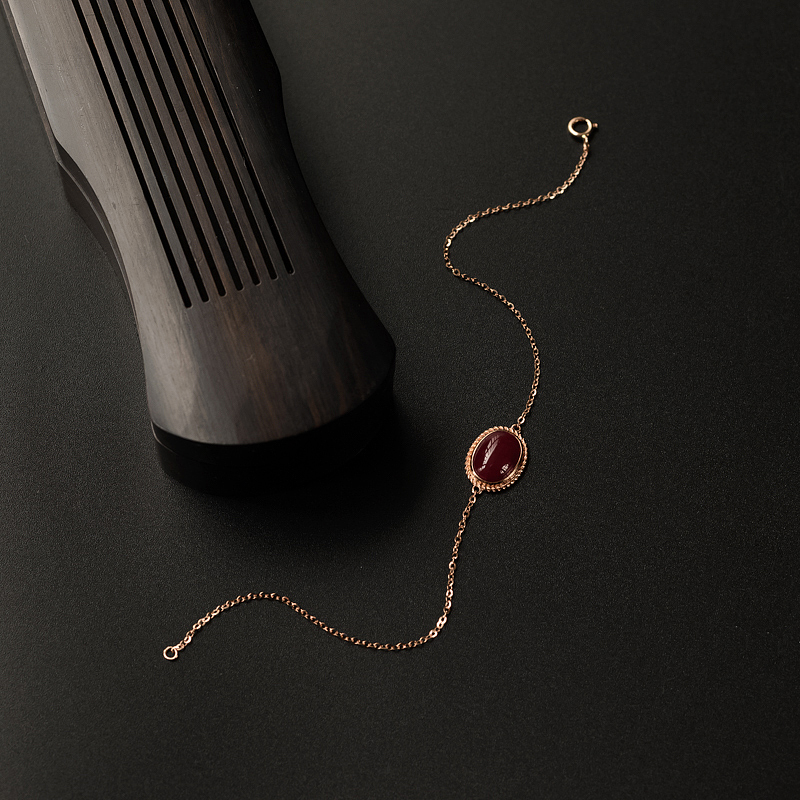 金镶日本天然阿卡珊瑚吊坠手链-红掌柜