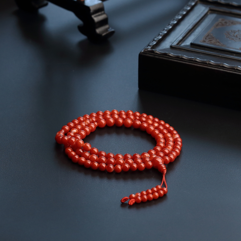 天然阿卡红珊瑚佛珠 - 红掌柜