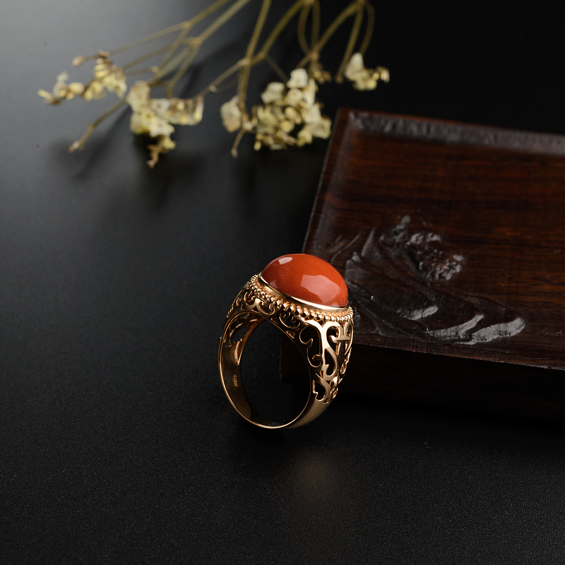 台湾MOMO红珊瑚戒指 - 红掌柜