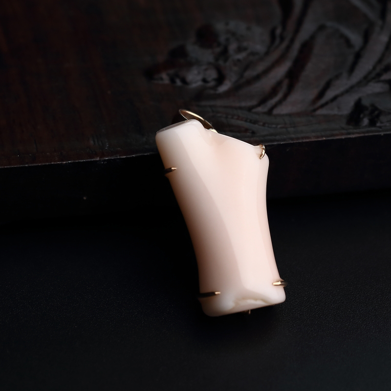 天然18K金镶深水珊瑚树枝吊坠 - 红掌柜