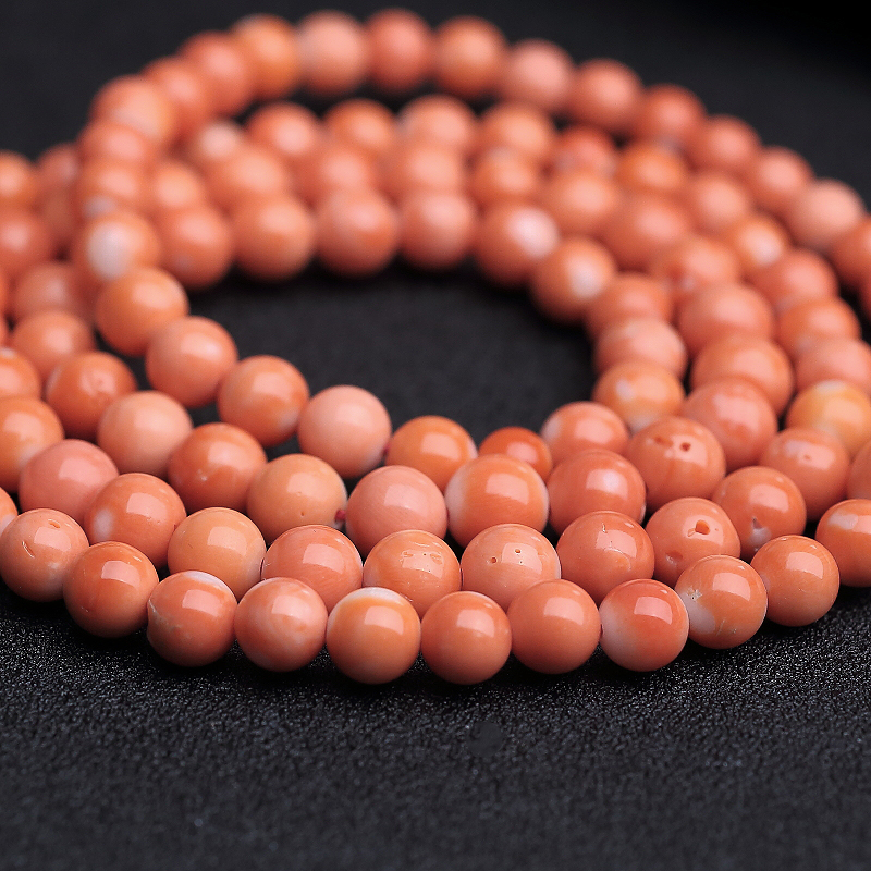 台湾天然momo橘色珊瑚佛珠-红掌柜