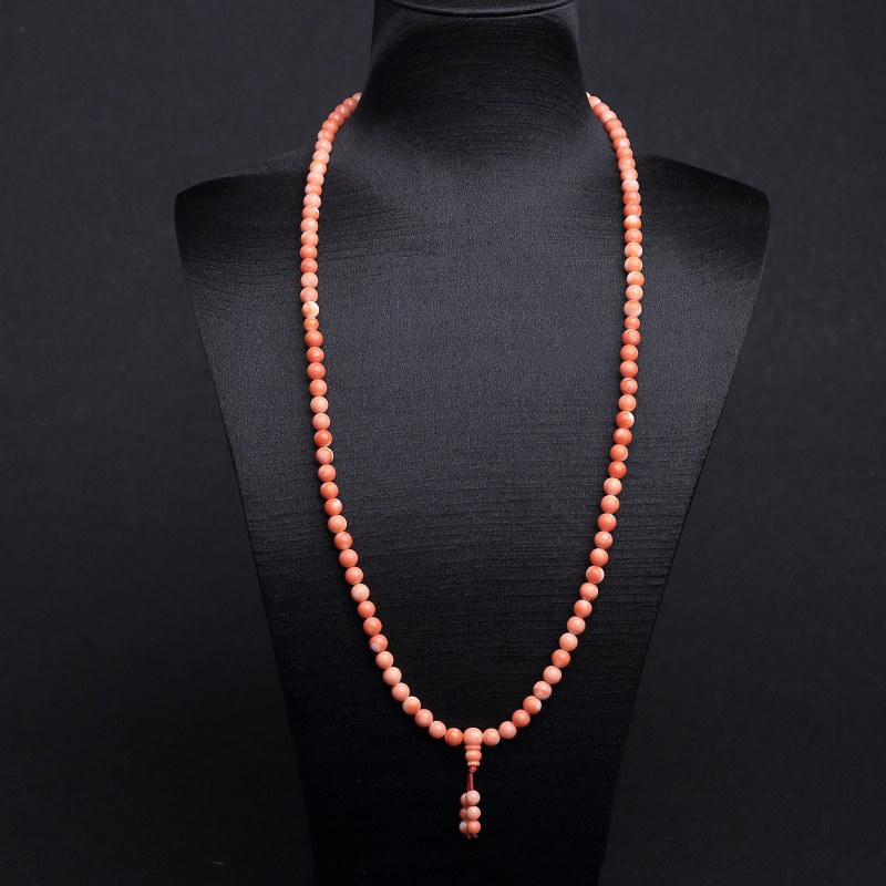 台湾天然momo橘色珊瑚108佛珠-红掌柜